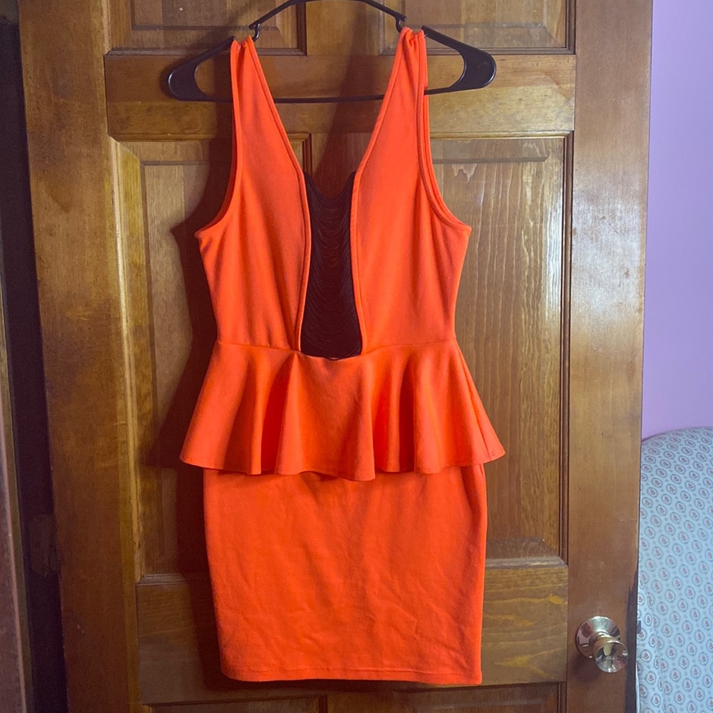 Orange peplum dress. Charlotte Russe Size M